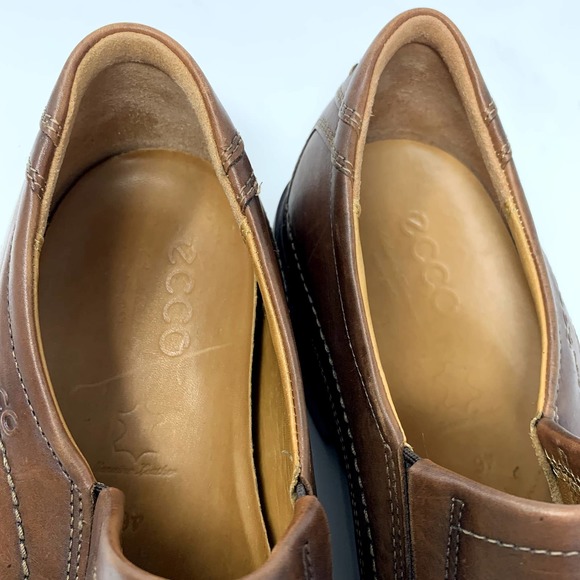 ECCO Shock Point Mens Brown Leather Slip-on Loafers 46/US 12-12.5 - Picture 6 of 9